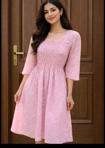 Pink Floral Midi Dress