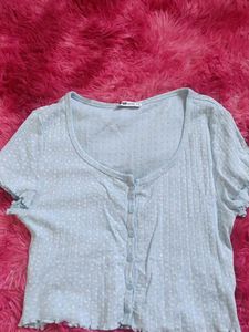 Light Blue Floral Crop Top