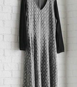 Patterned black-grey Kurta