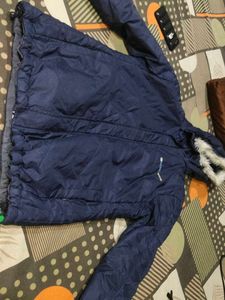 Women Blue Fur Hoody Winter Special Jacket Korean