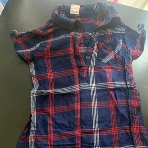 Plaid Short Sleeve Shirt Dress