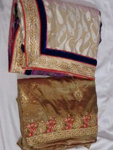 Elegant Embroidered Sarees - Set of Two