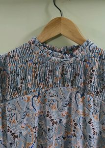 Paisley Print Smocked Neck Mini Dress