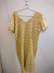 Yellow Embroidered Kurta (Size M) With Pajama