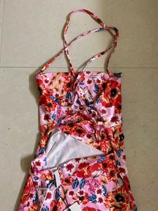 Floral Criss Cross Back Maxi Dress