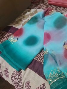 Elegant Peacock Embroidered Saree