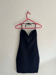 Tie Knot black Off Shoulder Mini Dress