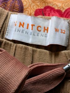 Snitch Linen Shorts (W32) Black + Brown