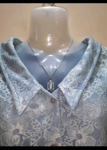 Vintage Blue Lace Peter Pan Collar Top✨