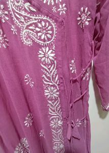 Angarakha Onion Pink Chikankari Kurti
