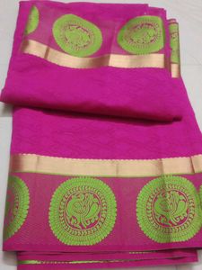 Pink &amp; Green Silk Saree New