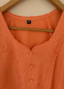 Peach chikankari Embroidered Kurta