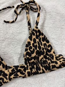 Vintage Leopard Print Bikini Top