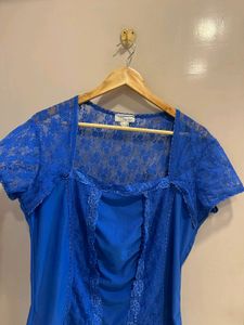Blue Lace Corset Style Top