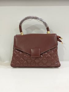 Maroon Quilted Top Handle Bag with Scarf