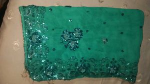 Green Sequin Saree