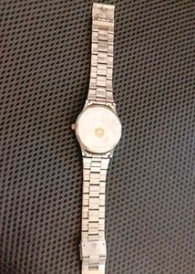 FOCE Quartz Big Dial Watch with Silver Strap.