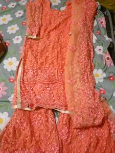 Elegant Peach Embroidered Kurta Set