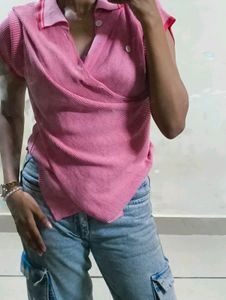 🔥SALE🔥 Baby Pink Korean Unsymmetrical Top🌷