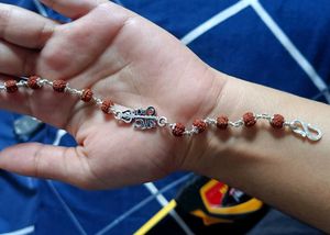 Real Silver Shiv Charm Rudraksha Bracelet