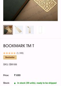 Excuisite Handcrafted Brass Bookmark