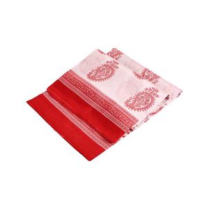 Red &amp; White Paisley Saree