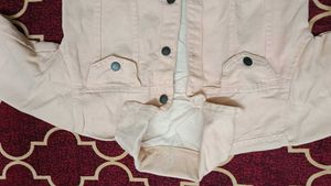 Peach Cropped Denim Jacket