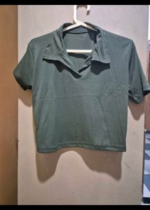 Olive Green Ribbed Top