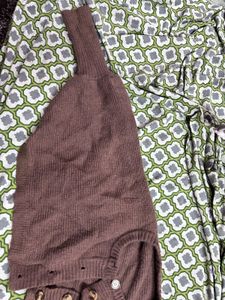 Brown Knit Vest with Buttons