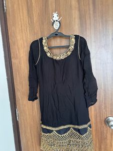 Elegant Black & Gold Embroidered Tunic