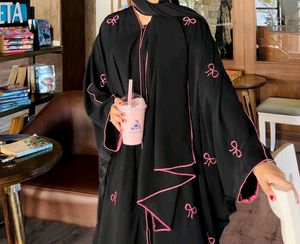 Elegant Black Abaya with Bow Accents