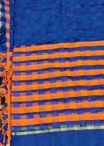 New Saree (Orange And Navy Blue)