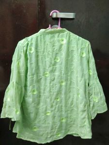 Green Embroidered Top