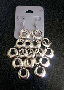 Trendy Silver Ring Chain Chandelier Earrings