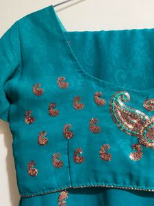 Peacock Green Saree With Details