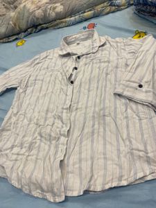 Blue &amp; White Plaid Shirt(shrug Jacket Free)