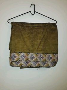 Tussar Silk Saree in Olive Green