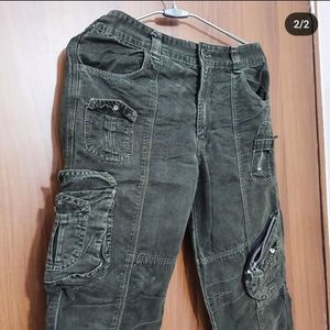 Black Cargo Denim Pants