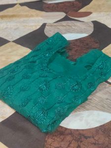 Green Embroidered Dress Material