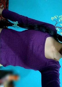 Purple Long Sleeve crop top