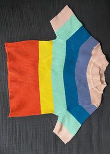 Bright Y2K Stripe Knit Top – Never Worn