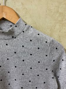 Polka Dot Mock Neck Top