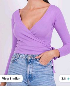 SIGHTBOMB V-Neck Crop Cotton Wrap Top