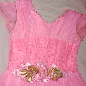 Pink Party Dress with Floral Details