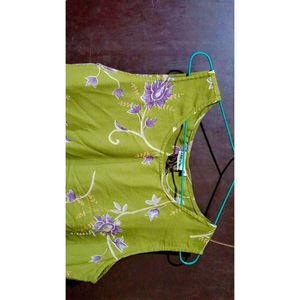 Olive Green Floral Dress
