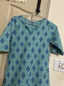 Geometric Print Pure Kurta(Dark blue)