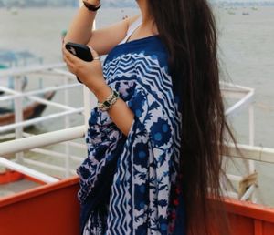 Cotton Indigo Saree Without Blouse