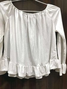 White Ruffle Top