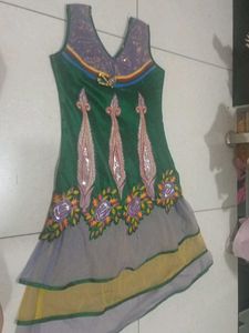 Hand Stiched Green Festive Kurta Set