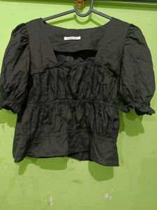 Elegant Black Puff Sleeve Top